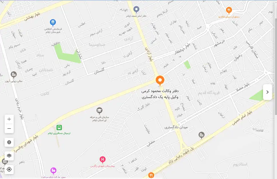 ادرس محمود کرمی وکیل پایه 1 ایلام